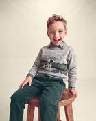 Boys Dog French Terry Pullover Sweatshirt - Grey, image 3 of 4 slides
