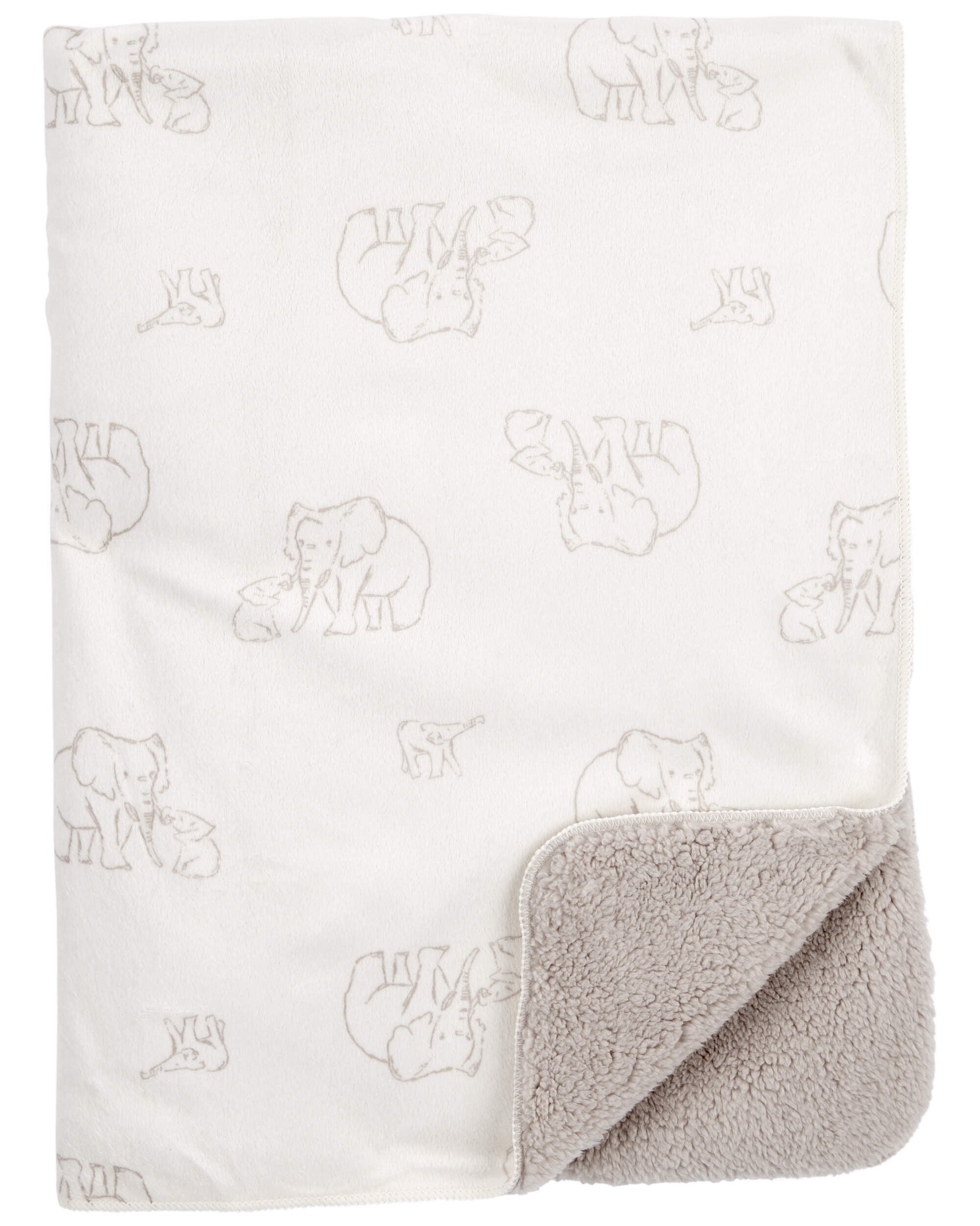 White Grey Baby Elephant Plush Blanket Carter s Oshkosh Canada