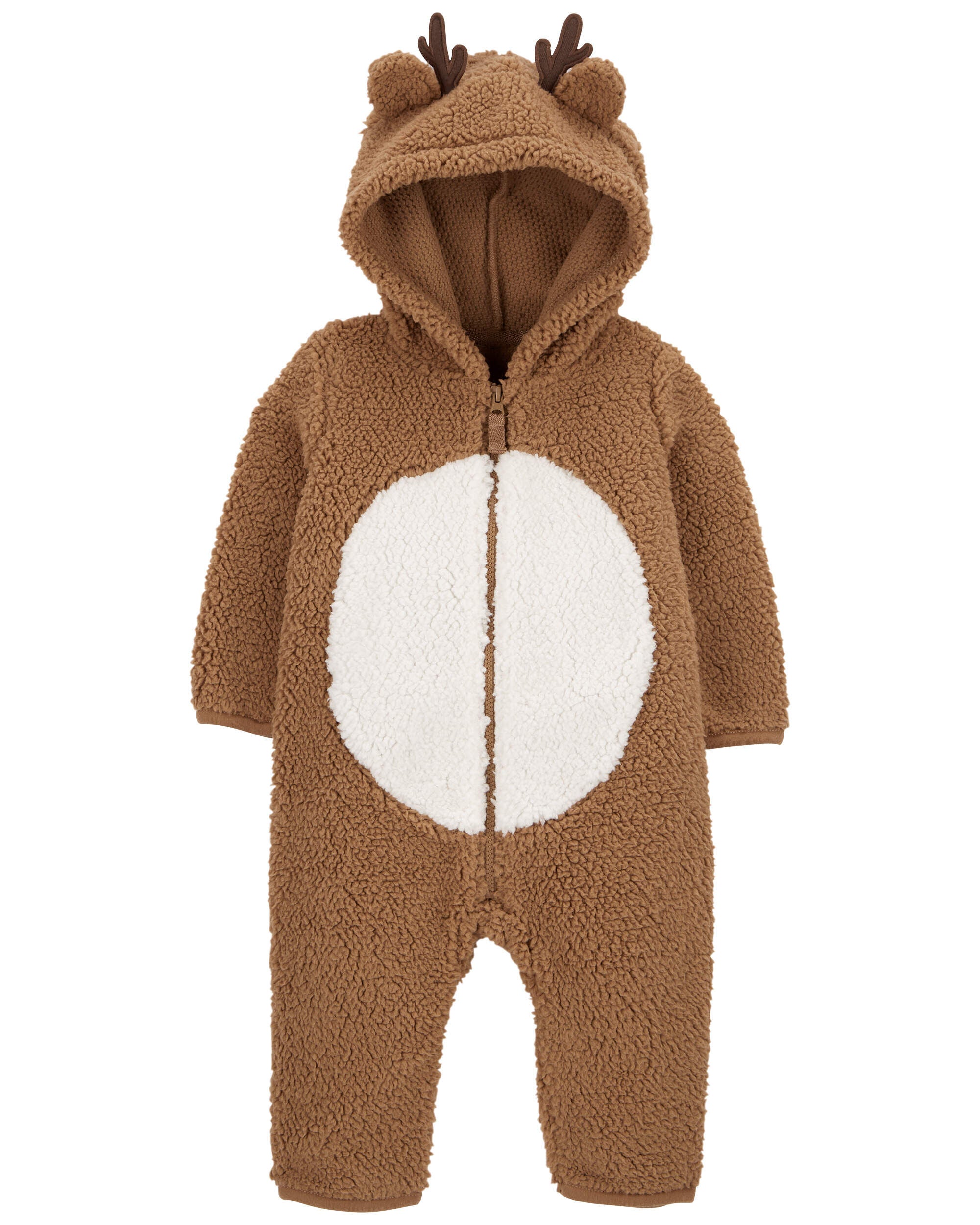 Baby Girls Baby Reindeer Hooded Sherpa Jumpsuit 3M Carter s