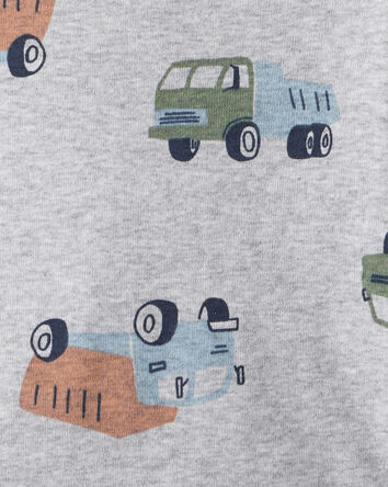 B&eacute;b&eacute; gar&ccedil;on - Emballage de 4 cache-couches &agrave; manches longues en coton motifs construction - Blanc/Marine, 