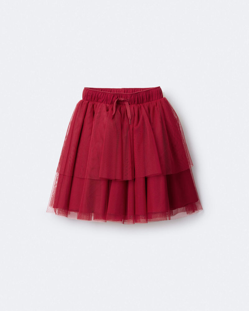 Toddler Girl Avenue Twirl™ Tiered Midi with Tulle - Red, image 2 of 7 slides