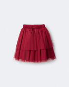 Toddler Girl Avenue Twirl™ Tiered Midi with Tulle - Red, image 2 of 7 slides