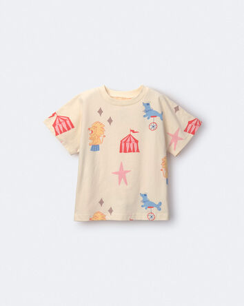 Toddler Dolman Tee in Circus Print - Cream, 