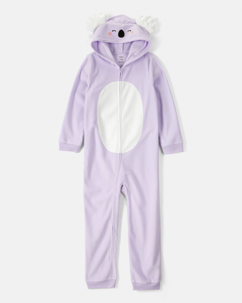 Girls Koala Long-Sleeve Loose Fit 1-Piece Pyjamas - Purple, image 1 of 3 slides