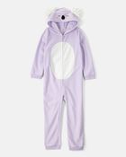 Girls Koala Long-Sleeve Loose Fit 1-Piece Pyjamas - Purple, image 1 of 3 slides