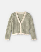 Filles - Cardigan boutonn&eacute; en tricot - Vert, image 1 sur 2 diapositives