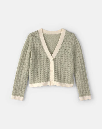 Girls Button-Down Knit Cardigan Sweater - Green, 