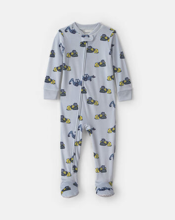 Baby Boy 1-Piece Construction 2-Way Zip DreamPlush Snug Fit Footed Pyjama - Blue, 