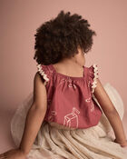 Toddler Girl Ruffle Peplum Top in Snack Print - Red, image 3 of 6 slides