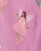 Toddler Girl Fairy Floral 100% Cotton Long-Sleeve Snug Fit 4-Piece Pyjamas - Pink/Purple, image 3 of 4 slides