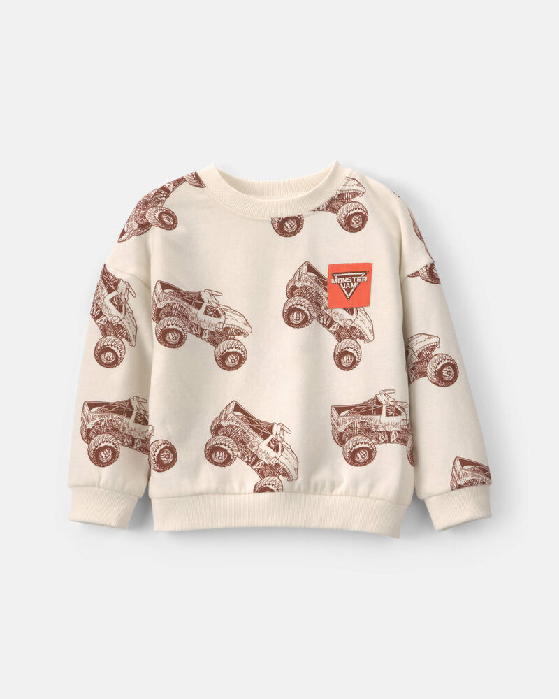 Toddler Boy Monster Jam Pullover Sweatshirt - Cream, image 1 of 2 slides