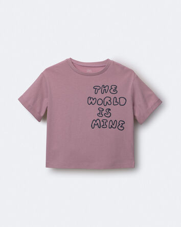 Tout-petit - T-shirt &agrave; manches roul&eacute;es &laquo;The World Is Mine&raquo; - Mauve, 