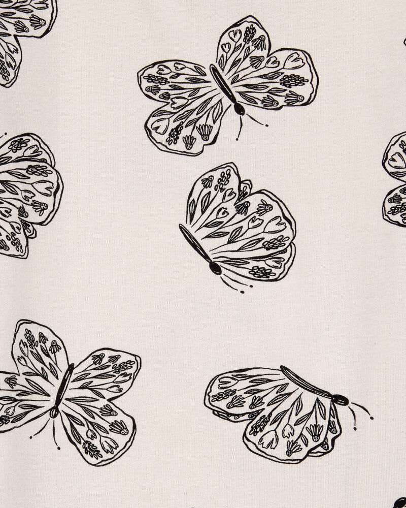 Enfant Pyjama 4 pièces en coton ajusté à papillons , image 3 sur 4 diapositives