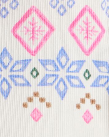 Girls Fair Isle Thermal Henley Top - Ivory, 