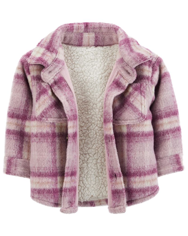 Plaid Sherpa-lined Shacket, image 2 of 4 slides