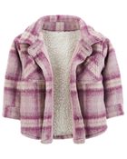 Plaid Sherpa-lined Shacket, image 2 of 4 slides