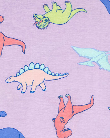 Pyjama 4 pièces en coton ajusté à imprimé de dinosaure, 