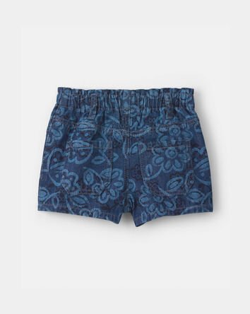 Baby Girl Floral Denim Shorts - Dark Wash, 