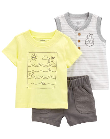 3-Piece Ocean Print Outfit Set, 