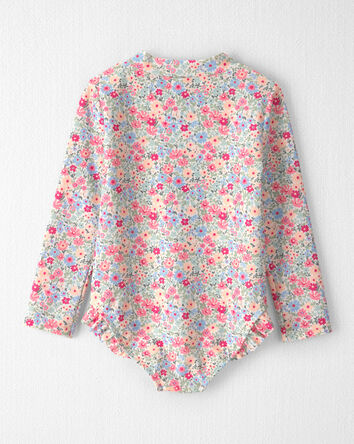 Tout-petit fille - Maillot dermoprotecteur en mat&eacute;riaux recycl&eacute;s &agrave; imprim&eacute; de prairie, 