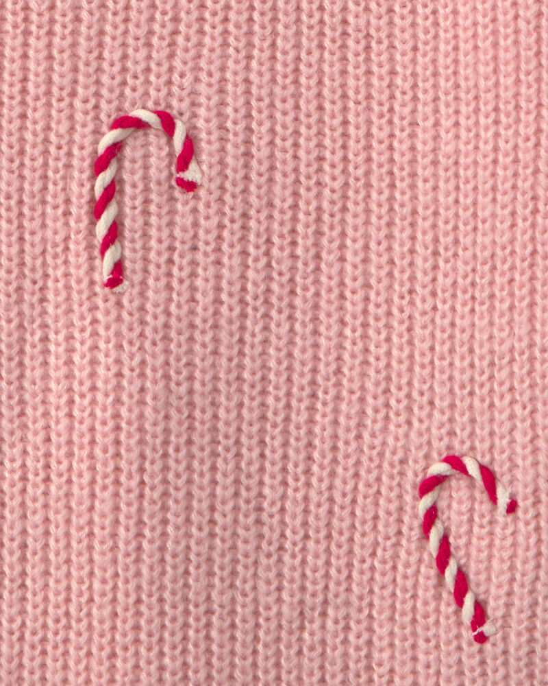 Girls Candy Cane Sweater - Pink, image 3 of 4 slides