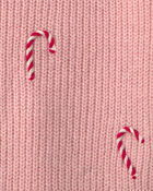 Girls Candy Cane Sweater - Pink, image 3 of 4 slides