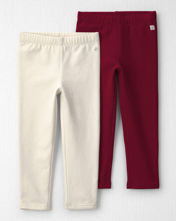 Toddler Girl 2-Pack Fleece Leggings Made with Organic Cotton, 