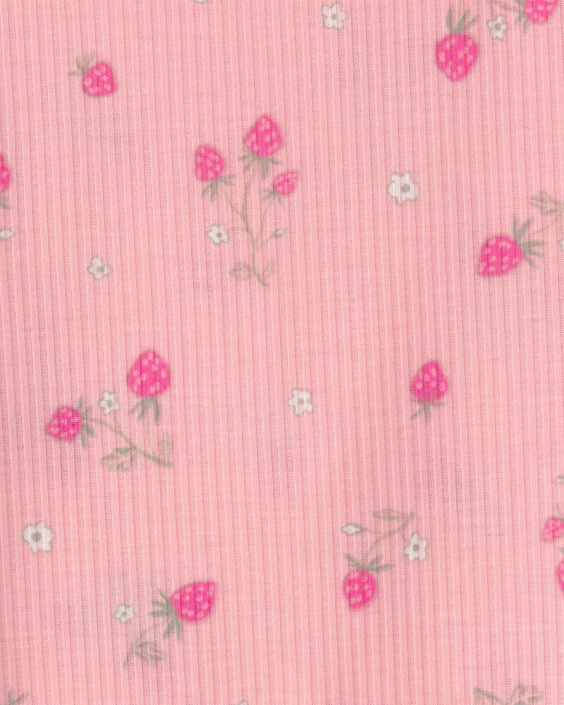 Toddler Girl Strawberry Rib Loose Fit 2-Piece Pyjama Set - Pink, image 4 of 5 slides