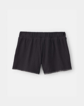 Tout-petit fille - Short en tissu froiss&eacute; - Noir, 