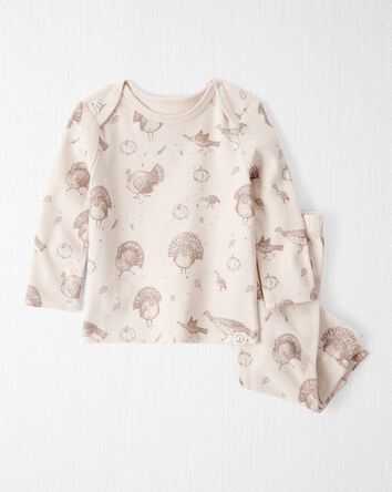 Baby 2-Piece Organic Cotton Ribbed Knit Set in Autumn Grove print, 