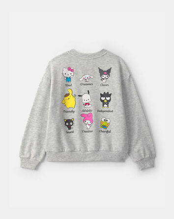 Girls Hello Kitty&reg; French Terry Pullover Sweatshirt - Grey, 
