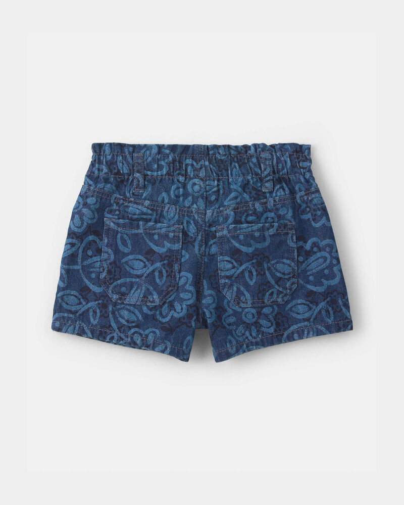 Tout-petit fille - Short en denim &agrave; motif floral - D&eacute;lav&eacute; fonc&eacute;, image 2 sur 3 diapositives