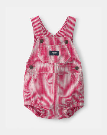 Baby Hickory Stripe Bubble Romper - Red/Ivory, 