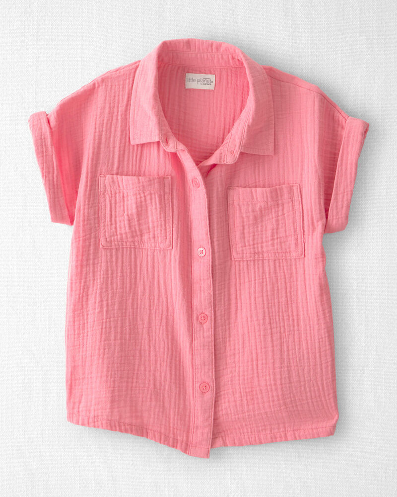 Girls Organic Cotton Gauze Button-Down Top, image 1 of 4 slides