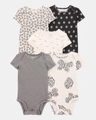 Baby Girl 5-Pack Striped Butterfly Short-Sleeve Cotton Bodysuits, image 1 of 7 slides