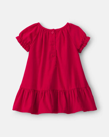 Baby Girl Corduroy Short-Sleeve Dress - Red, 