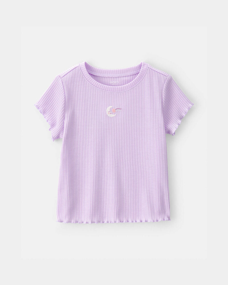 Tout-petit fille - Pyjama 2 pi&egrave;ces ample en tissu c&ocirc;tel&eacute; &agrave; motif de lune - Mauve, image 2 sur 4 diapositives