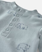 Baby Organic Cotton French Terry Jumpsuit in Blue Bears, image 3 of 5 slides
