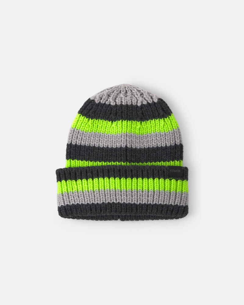 Boys Kombi Stripy Beanie Hat - Charcoal, image 1 of 2 slides