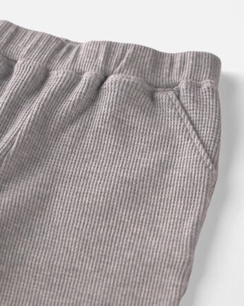 B&eacute;b&eacute; gar&ccedil;on - Ensemble 2 pi&egrave;ces haut et pantalon en tricot gaufr&eacute; de coton biologique, 