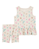 Toddler 2-Piece Sea Creature Tank & Bike Short Set - Brown, image 1 of 3 slides