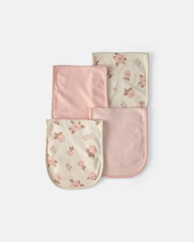 Baby Girl 4-Pack Floral Burp Cloths, image 1 of 2 slides