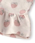 Girls 2-Piece Top & Short Set Made with Organic Cotton in Strawberry Print, image 3 of 6 slides