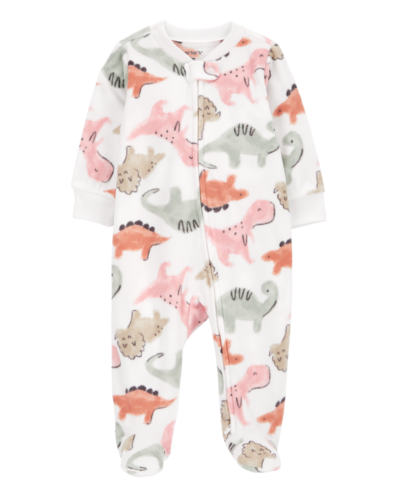 Baby Girls Baby Dinosaur Fleece Zip Up Footie Sleeper Pyjamas 9M Carter s