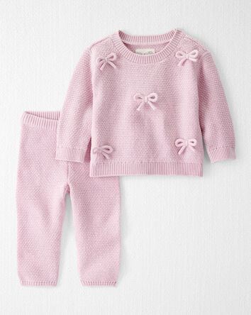 Baby 2-Piece Organic Cotton Bow Sweater Knit Set, 