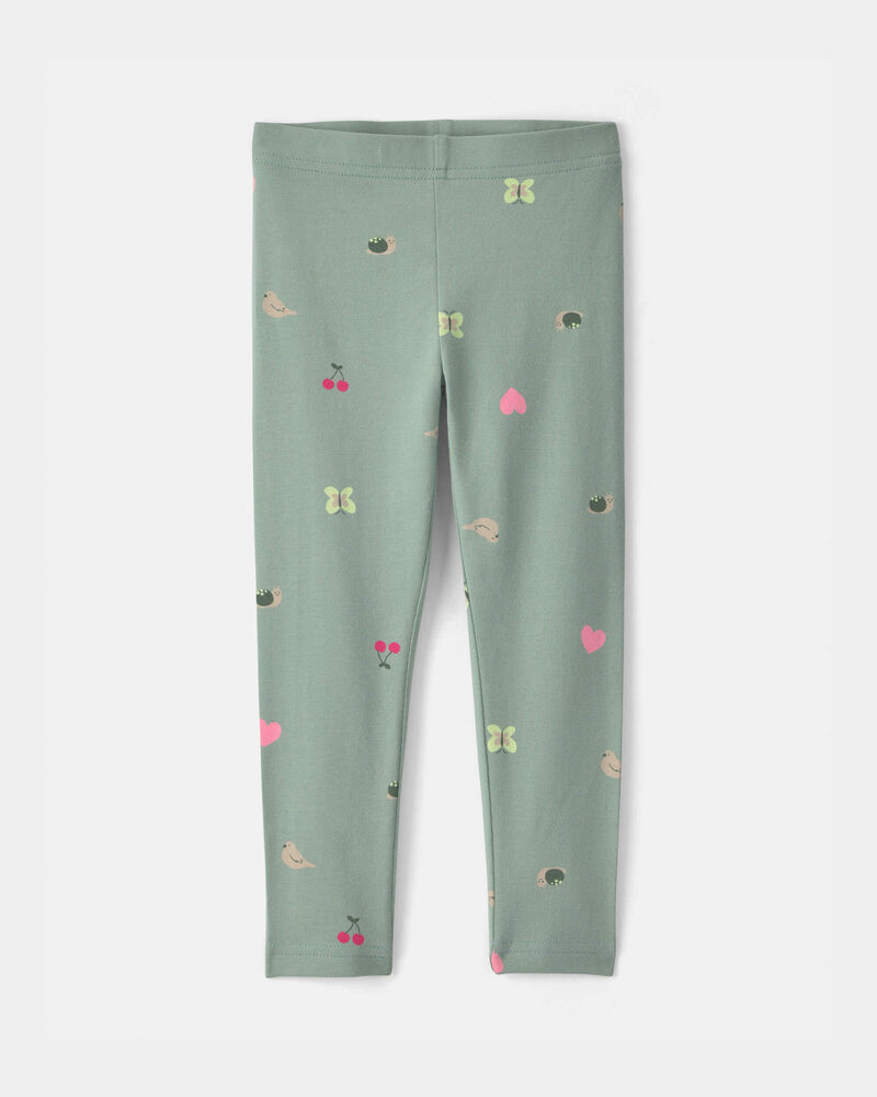 Tout-petit fille - Legging extensible &agrave; motif inspir&eacute; de la nature - Vert, image 1 sur 3 diapositives
