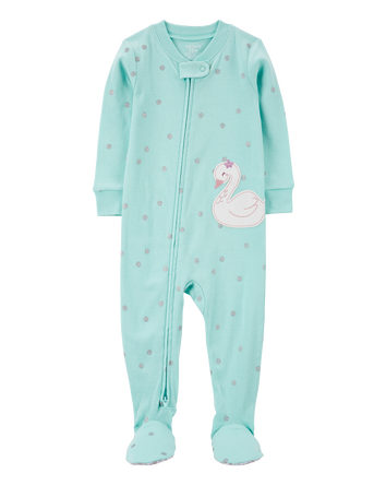 Toddler 1-Piece Swan Print 100% Snug Fit Cotton Footie Pyjamas, 