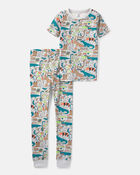 Boys Alligator 100% Cotton Snug Fit 2-Piece Pyjama Set - Grey, image 1 of 5 slides