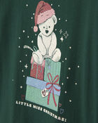 Toute-petit fille - T-shirt manches longues &agrave; motif ourson de No&euml;l &ndash; Vert, image 2 sur 3 diapositives