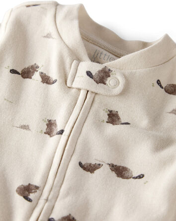 Baby Organic Cotton Sleep & Play Pyjamas in Beavers' Creek Print, 